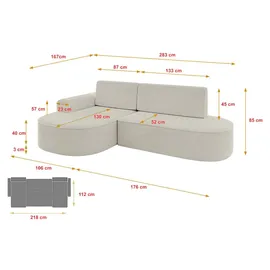 altdecor Eckcouch Cord 2-Sitzer Beige