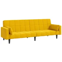 vidaXL Schlafsofa 2-Sitzer mit 2 Kissen Gelb Samt