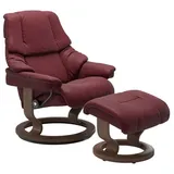 STRESSLESS Sessel mit Hocker Reno Classic Leder Rot Batick Bordeaux M (Medium)