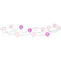 levandeo 15er Lichterkette LED Kugeln Lampions Baumwolle Rosa Pink Weiß Cotton Girlande Deko Cottonballs