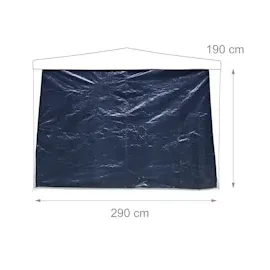 Relaxdays Pavillon-Seitenteile 2er Set, 3x3m, Fenster, Klettverschluss, Wind-/Sichtschutz, für Garten-/Faltpavillon,blau