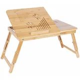 Songmics Laptoptisch Natur, Holz, Bambus, rechteckig, 35x29x55 cm, ausziehbar, höhenverstellbar, klappbar, Arbeitszimmer, Schreibtische, Computertische