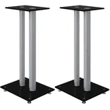 vidaXL Lautsprecher-Ständer 2 Stk. Schwarz & Silbern Hartglas 2 Säulen