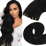 YoungSee 100g Echthaar Tressen Schwarz 60 cm Lang Tressen Echthaar Schwarz Remy Haartressen Echthaar Doppelt Tressen Weave Extensions Echthaar Tressen Extensions Echthaar Schwarz fur Damen #1