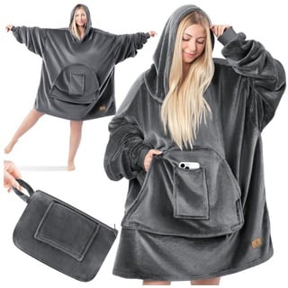 Kesser Hoodie Decke mit Ärmeln Deckenpullover Vielseitig Tragbare Decke zum Anziehen für Damen Herren Sweatshirt Warm Kuschelpullover Erwachsene Ärmeldecke Oversize