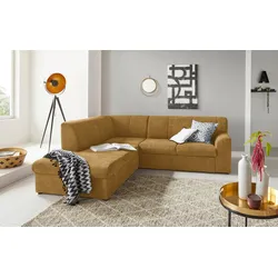 Ecksofa DOMO COLLECTION "Topper L-Form", gelb (senf), B:237cm H:78cm T:200cm, Sofas, mit Ottomane, wahlweise mit Schlaffunktion