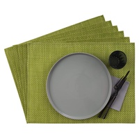 APS 60521 Tischset, 33 cm, 6er Set Schmalband Platzdeckchen aus Kunststoff, PVC, hitzebeständige, rutschfeste Tischmatten, abwaschbare, wasserabweisende Platzsets, apfelgrün