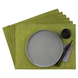 APS 60521 Tischset, 33 cm, 6er Set Schmalband Platzdeckchen aus Kunststoff, PVC, hitzebeständige, rutschfeste Tischmatten, abwaschbare, wasserabweisende Platzsets, apfelgrün
