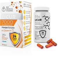 Kurkuma Kapseln mit Vitamin D3 -  185x Bioverfügbarkeit - Licur 7000 (30-Tage)