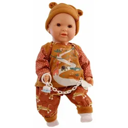 Schildkröt-Puppen Schnullerbaby Lenchen 37 cm, Malhaar, braune Schlafaugen, Kleidung Safari-Look