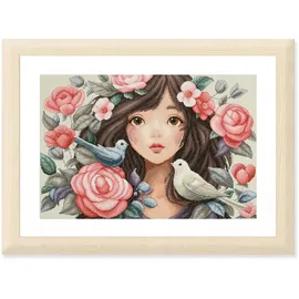 Lanarte Kreuzstich Stickpackung Sie tauchte in Rosen ein, Zählmuster, 43x29cm