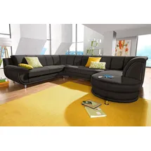 TRENDMANUFAKTUR Wohnlandschaft "Rondo, wahlweine mit Federkern, Breite 320cm, U-Form", braun, B:320cm H:85cm T:94cm, Softlux-Kunstleder;Primabelle-Microfaser;NaturLeder (handschuhweiches Rindsleder in Sitz und Rücken mit SOFTLUX-Kunstleder als Korpus-Bezug);Struktur (23% 
