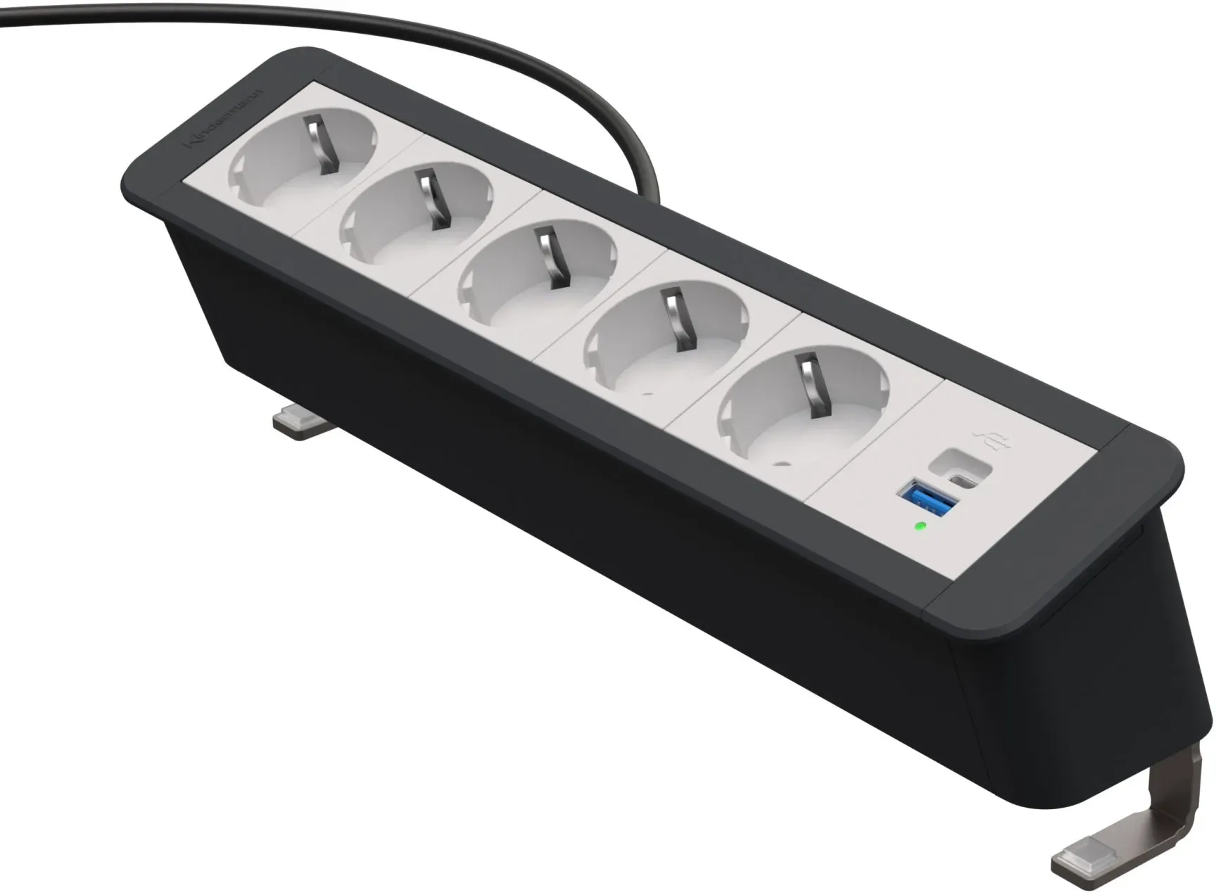 Kindermann CablePort Office desk 6-fach - 5x Strom + 1x USB-A/C - Anklemm-Tischa...