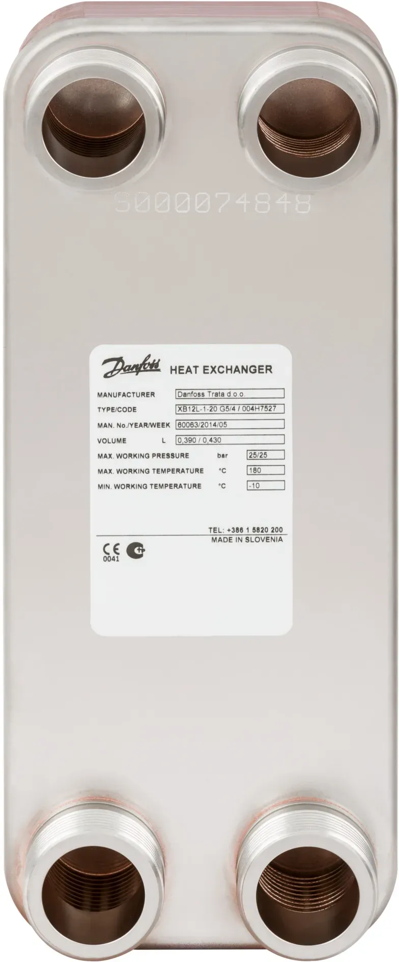 Danfoss gelöteter Wärmeübertrager MPHE XB 12L-1 70 PN25 G 1 A x 20mm