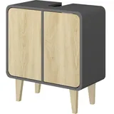 Vicco Waschbeckenunterschrank Arla, Anthrazit/Goldkraft Eiche, 60 x 61 cm