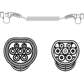 Roline E-Auto Spiral-Ladekabel Typ2, 3-phasig, 480VAC (3P+N+E), 32 A, 22 kW, max. 2m