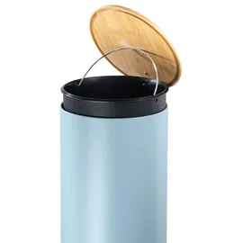 Echtwerk Tretabfalleimer Skandi Look, Abfalleimer, Mülleimer, robuster Eisenkorpus mit Bambusdeckel, Soft Close Funktion, Maritim, Fassungsvermögen 30 Liter