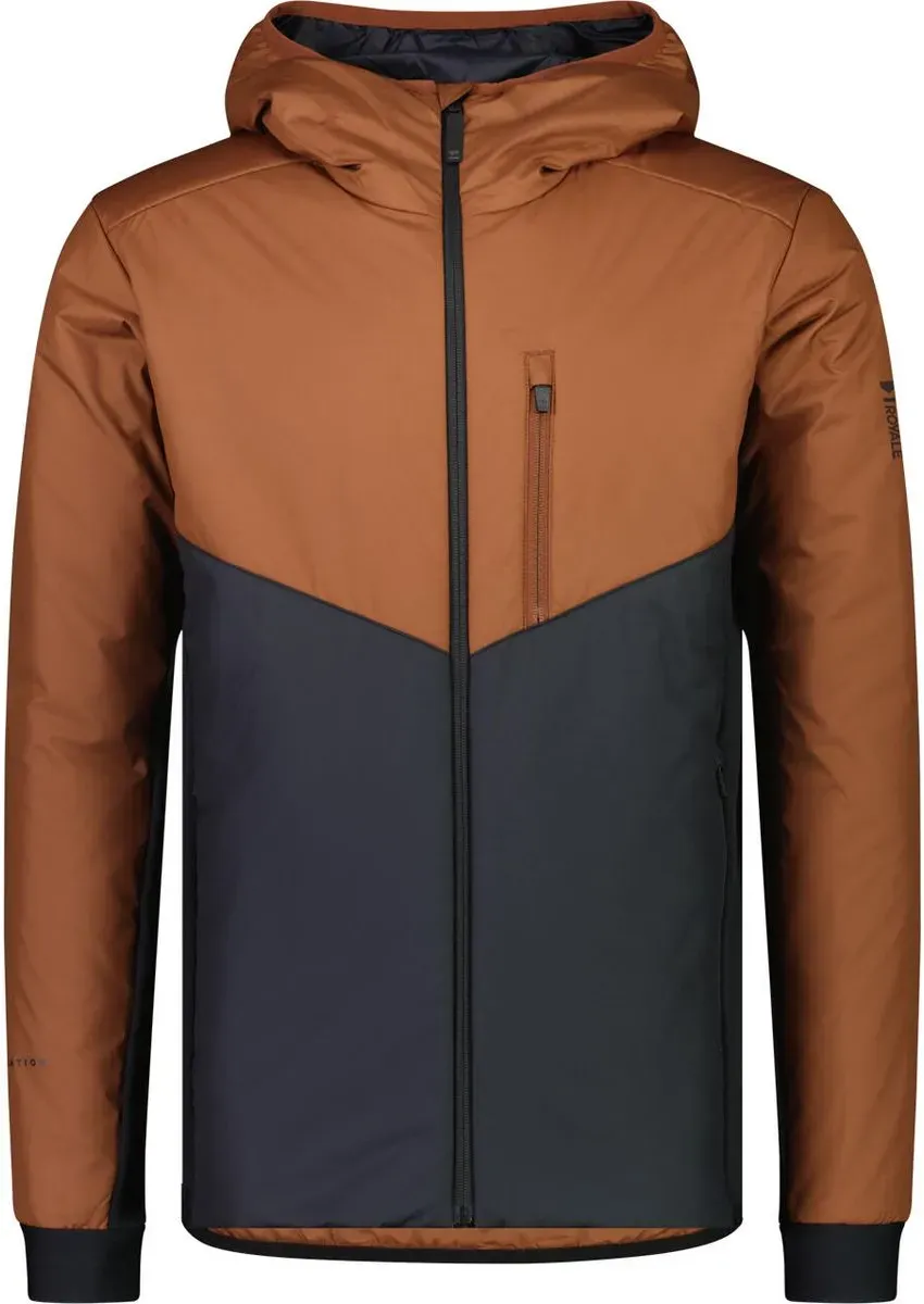 Mons Royale Mens Arete Merino Insulated Hooded Jacket dark copper / black S