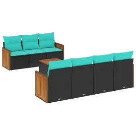 vidaXL Gartensofa-Set 8-tlg. schwarz