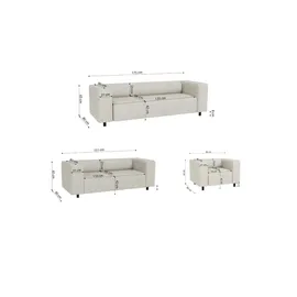 S-Style Couch Cord 3-Sitzer + 2-Sitzer + Sessel Beige