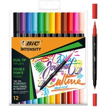 BIC Intensity Dual Tip 12 verschiedenen Farben, mit Pinsel & feiner Spitze