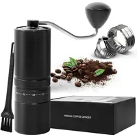 Manuelle Kaffeemühle mit 60 einstellbaren Stufen, geradem Griff für French Press, Filterkaffee und Espresso, Edelstahl-Kegelmahlwerk mit konstant bleibender Mahlleistung, 28g Füllmenge