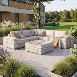 beautysofa SOLARIS Loungeset Hellgrau