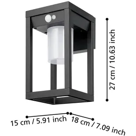 EGLO Außenleuchte Aluminium und Kunststoff L18 x B15 x H27 cm 1 Stk. schwarz