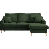 P & B Ecksofa, Dunkelgrün, Buche, Uni, 4-Sitzer, Füllung: Schaumstoff, L-Form, 228x150 cm, Made in EU, Typenauswahl, Stoffauswahl, Liegefunktion, seitenverkehrt erhältlich, Schlafen auf Sitzhöhe, Rücken echt, Armteil links, rechts, Wohnzimmer, Sofas - 2