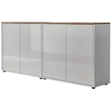 BMG Möbel Sideboard Mailand Set 2 (Schuhschrank Kommode Anrichte Aktenschrank), Türen in Hochglanz lackiert oder Matt Weiss