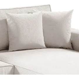 petits-meubles U-sofa 5-sitzig umbaubar Truhe Isaac Cord Blanc Cassé