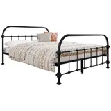 Mirjan24 Metallbett, Schwarz, Holz, Buche, Rechteckig, 140x200 cm, Schlafzimmer, Betten, Metallbetten
