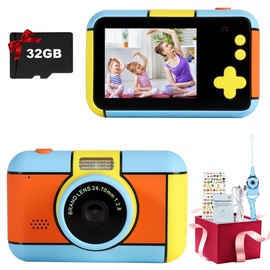 OKYUK Digital Kinderkamera, 24MP 2.4" LCD Selfie Kinderkamera Fotoapparat für Kinder Jungen Mädchen, Digitalkamera 1080P HD Videokamera, Digital Kids Camera