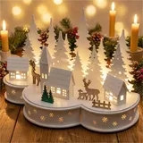 Gravidus Beleuchtete LED Weihnachtsstadt mit Rentieren Weihnachtsdeko