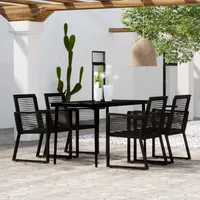 Festnight Gartenmöbel Set 4 Stühle mit Tisch Gartenmöbel Set 4 Personen Terrassenmöbel Außen Sitzgruppe Outdoor Gartentisch mit Stühlen Set Garten Essgruppe Wetterfest Gartengarnitur PVC Rattan