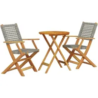 vidaXL 3-tlg. Bistro-Set Grau Poly Rattan und Massivholz