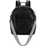 Kasgo Mini Rucksack Damen, wasserdicht PU Leder Kleiner Rucksack Frauen Convertible Umhängetasche Reise Handtasche Schwarz