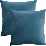 Erwin Müller Kissenhülle Glasgow 2er-Pack Cord petrol Größe 40x40 cm
