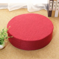 ZZZYZ Vier Jahreszeiten Memory Foam Bodenkissen Runde Baumwollleinen Volltonfarbe Meditationskissen Atmungsaktiv Tatami Für Indoor Abendessen Wohnzimmer Küche-Rot 50x50x10cm(20x20x4inch)