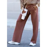 Buffalo Sweathose BUFFALO, Damen, Gr. 32/34, N-Gr, braun, Sweatware, Obermaterial: 60% Baumwolle, 40% Polyester, unifarben, bequem lang, Hosen Sweathose, mit aufwendiger Logostickerei