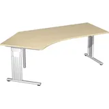 Geramöbel Flex höhenverstellbarer Schreibtisch ahorn L-Form, C-Fuß-Gestell silber 216,6 x 113,0 cm