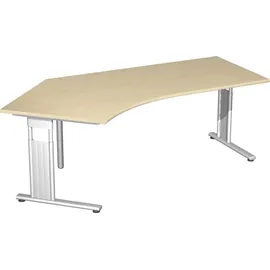 Geramöbel Flex höhenverstellbarer Schreibtisch ahorn L-Form, C-Fuß-Gestell silber 216,6 x 113,0 cm