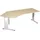 Geramöbel Flex höhenverstellbarer Schreibtisch ahorn L-Form, C-Fuß-Gestell silber 216,6 x 113,0 cm