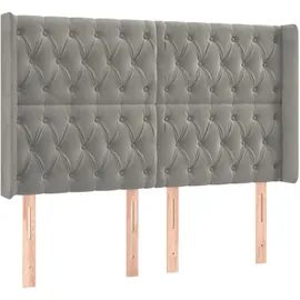 vidaXL Boxspringbett mit Matratze & LED Hellgrau 140x200 cm Samt