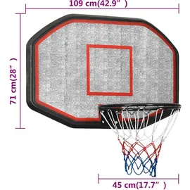 vidaXL Basketballkorb Schwarz 109 x 71 x 3 cm