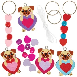 Liebesherz Mops Schlüsselanhänger & Taschenanhänger Kits  (pro Set 4) Bastelaktivitäten Valentinstag