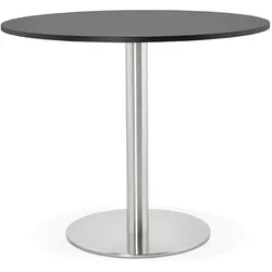 Runder Tisch Ø 90 cm, Holzplatte, Stahlgestell, 120 kg Belastbarkeit, Schwarz | Kadima Design
