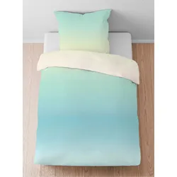 Bettwäsche BIBERNA Gr. 2, blau (aqua), B/L: 155cm x 200cm, Seersucker, B/L: 80cm x 80cm, Seersucker, 100% Baumwolle, Bettwäsche