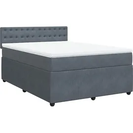 vidaXL Boxspringbett mit Matratze Dunkelgrau 140x200 cm Samt