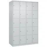C+P Schließfachschrank Classic PLUS, 4 Abteile, 1850x1200x500mm, 7035/7035 Innenhöhe Gefach oben (oberes 365 mm Front RAL 7035 Lichtgrau